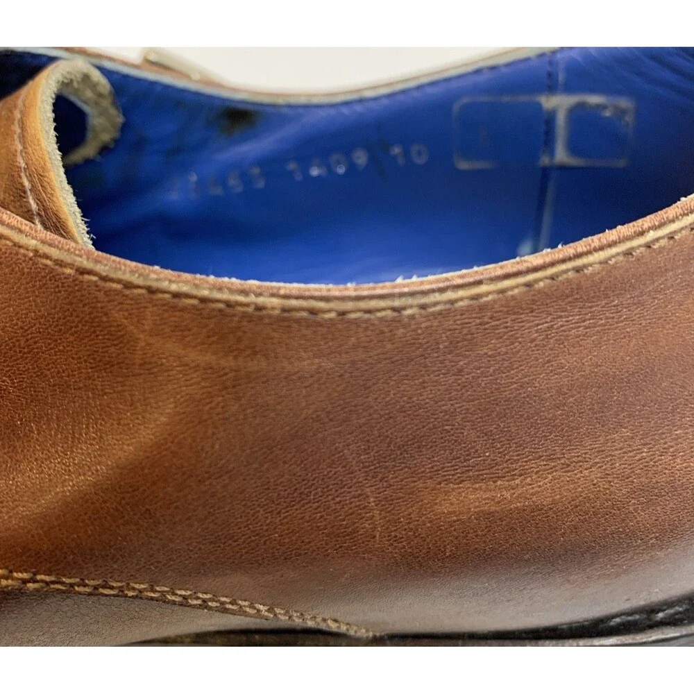 Peter Millar Monk Strap Dress Shoes Mens 10 Brown Leather Cap Toe Preppy